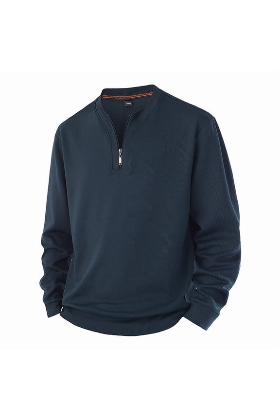 Men's Quarter Zip Up Pullover Sweatshirts Solid Color Long Sleeve Mock Neck Sweater