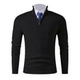 thumbnail image 1 of Men's Quarter Zip Up Sweaters Top Slim Fit Lightweight Mock Neck Knitted Pullover Stand Collar Casual Polo Sweater, 1 of 6