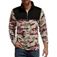 thumbnail image 1 of Men's Quarter Zip Utility Fleece Pullover Military Camouflage Quilted Sweater Slim Fit Turtleneck Warm Dress Sweatshirt, Durable and Functional, Ideal for Outdoor Adventures,Khaki,M, 1 of 6
