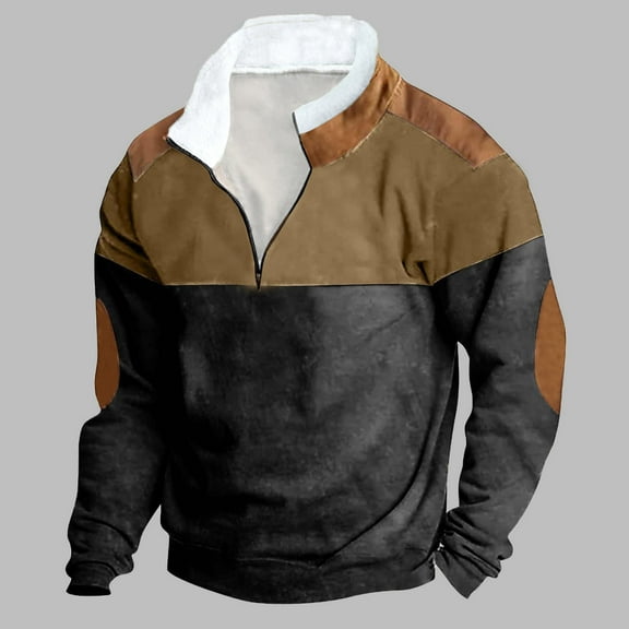 Men's Quarter Zip up Pullover Slim Fit Mock Neck Long Sleeve Sweaters Casual Corduroy Sweatshirts