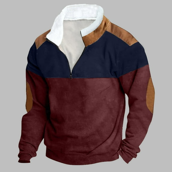 Men's Quarter Zip up Pullover Slim Fit Mock Neck Long Sleeve Sweaters Casual Corduroy Sweatshirts
