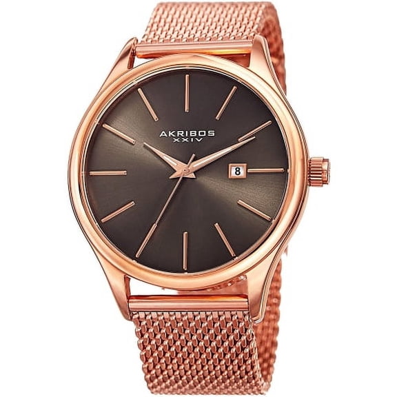 Men's Quartz Date Stainless Steel Mesh Rose-Tone Bracelet Watch
