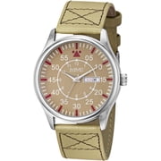 Mens Quartz Day/Date Leather Strap Watch