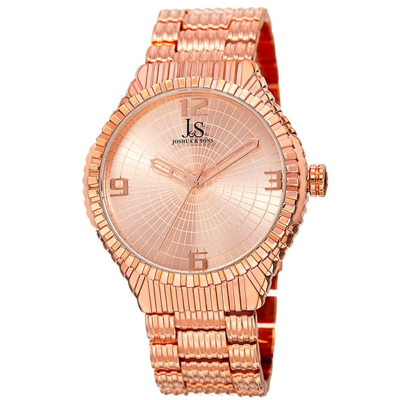 Men's Quartz Etched Pattern Dial Edgy Rose-Tone Bracelet Watch