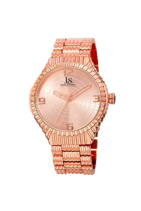 Men's Quartz Etched Pattern Dial Edgy Rose-Tone Bracelet Watch