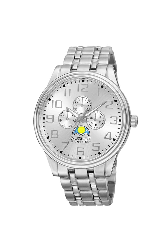 Men's Quartz Multi-function Alloy Silver-Tone Bracelet Watch