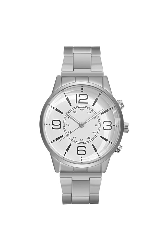 Men's Quartz Steel Strap Watch High Strength Glass Mirror Half Display Digital Back Simple Style Watch