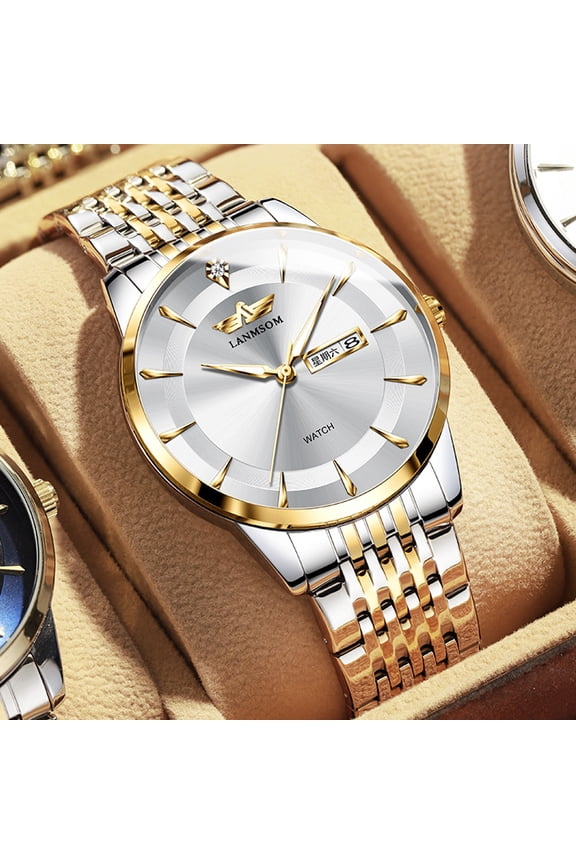 Men's Quartz Watch Fully Automatic Waterproof Ultra-thin Luminous Wristwatch Business Calendar Fashionable Men's Wristwatch Trendy Watch