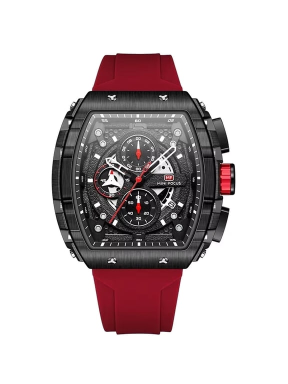 MINI FOCUS Chronograph Quartz Men Watch Dial Military Sport Wristwatch Male Silicone Strap Auto Date