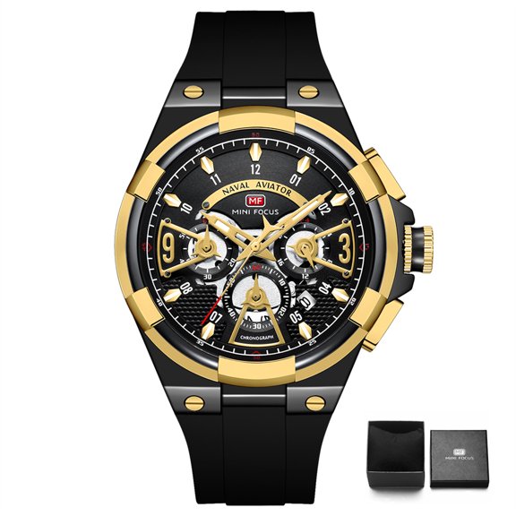 Men's Quartz Watch Multifunction Sport Wrist Watches Luxury Waterproof Red Silicone Strap 0402