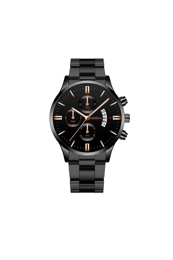 Men's Quartz Watch, Openwork Dial Design with Alloy Case and Leather Strap, Business Casual Wristwatch for Office Daily Wear(Black)