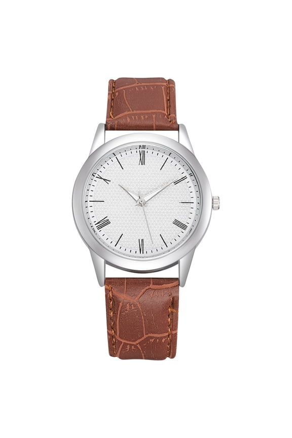 Men's Quartz Watch Pu Leather Strap Large Dial Simple Fashion Watch High Strength Glass Face