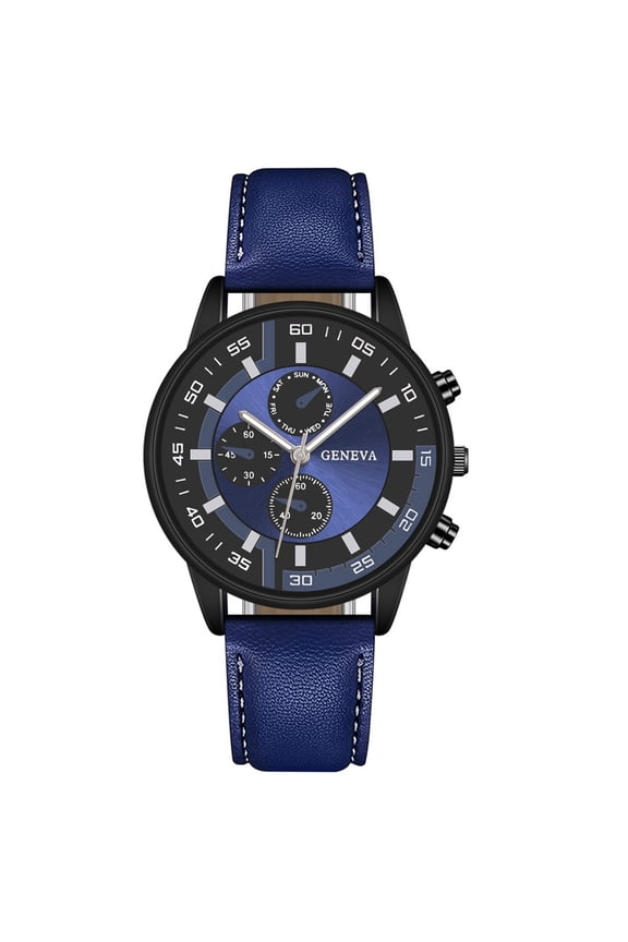 Men's Quartz Watch Pu Leather Strap Large Dial Simple Fashion Watch High Strength Glass Face