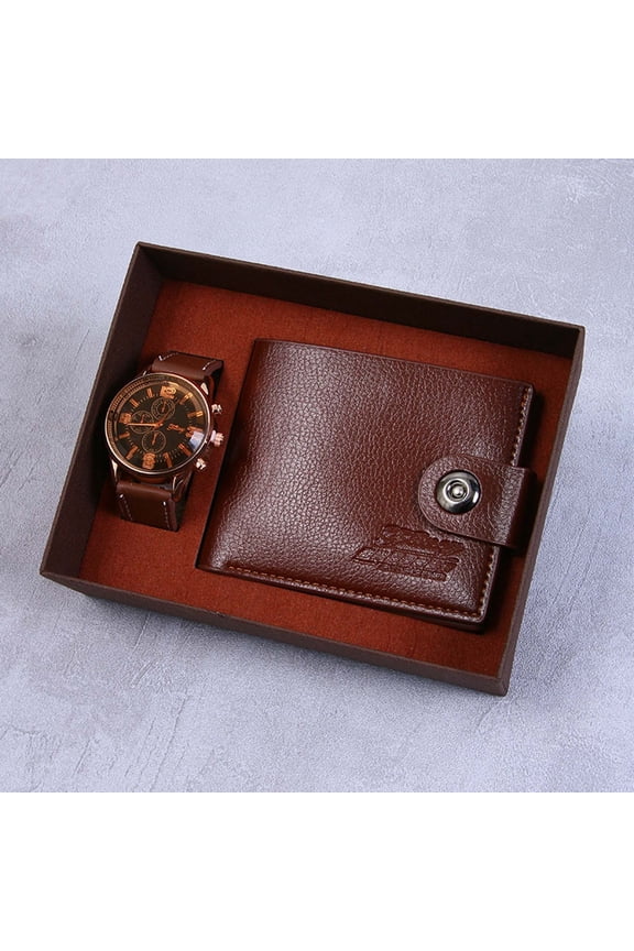 Men's Quartz Watch Set, Stylish Timepiece with Complementary Accessories, Scratch-Resistant for Office, Adjustable Strap, Boxed for Anniversary