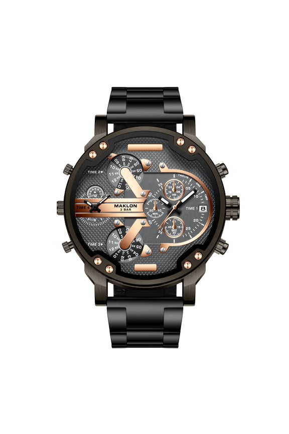 Men's Quartz Watch, Trendy Large Dial, Dual Time Zone, Personalized Men's Wristwatch, Multifunctional Sports Watch