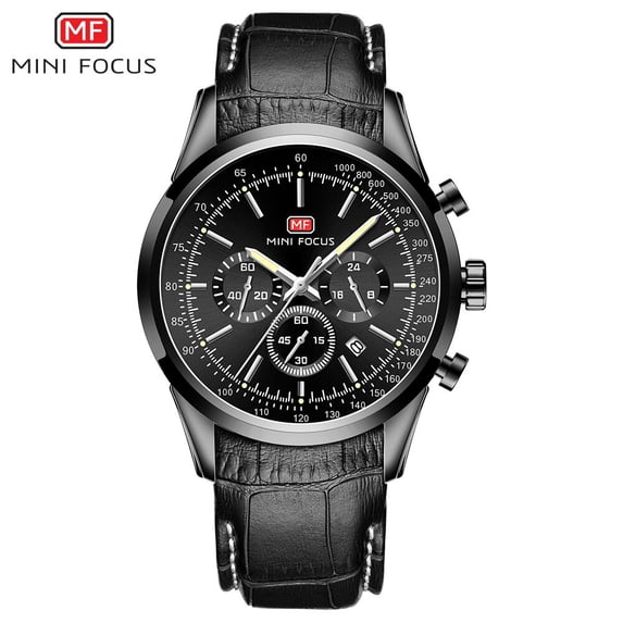 Men's Quartz Watch Waterproof Luxury Wristwatch Leather Strap