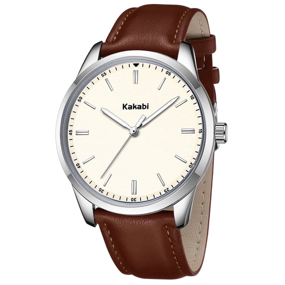 Men’s Quartz Watch with Large Face, Luminous Hands, Hardened Crystal Lens and Leather Strap Waterproof Water for Man | Ideal Gift for Him