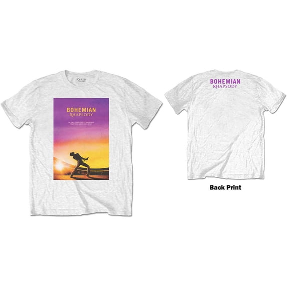 Men's Queen Bohemian Rhapsody (Back Print) Slim Fit T-shirt Medium White