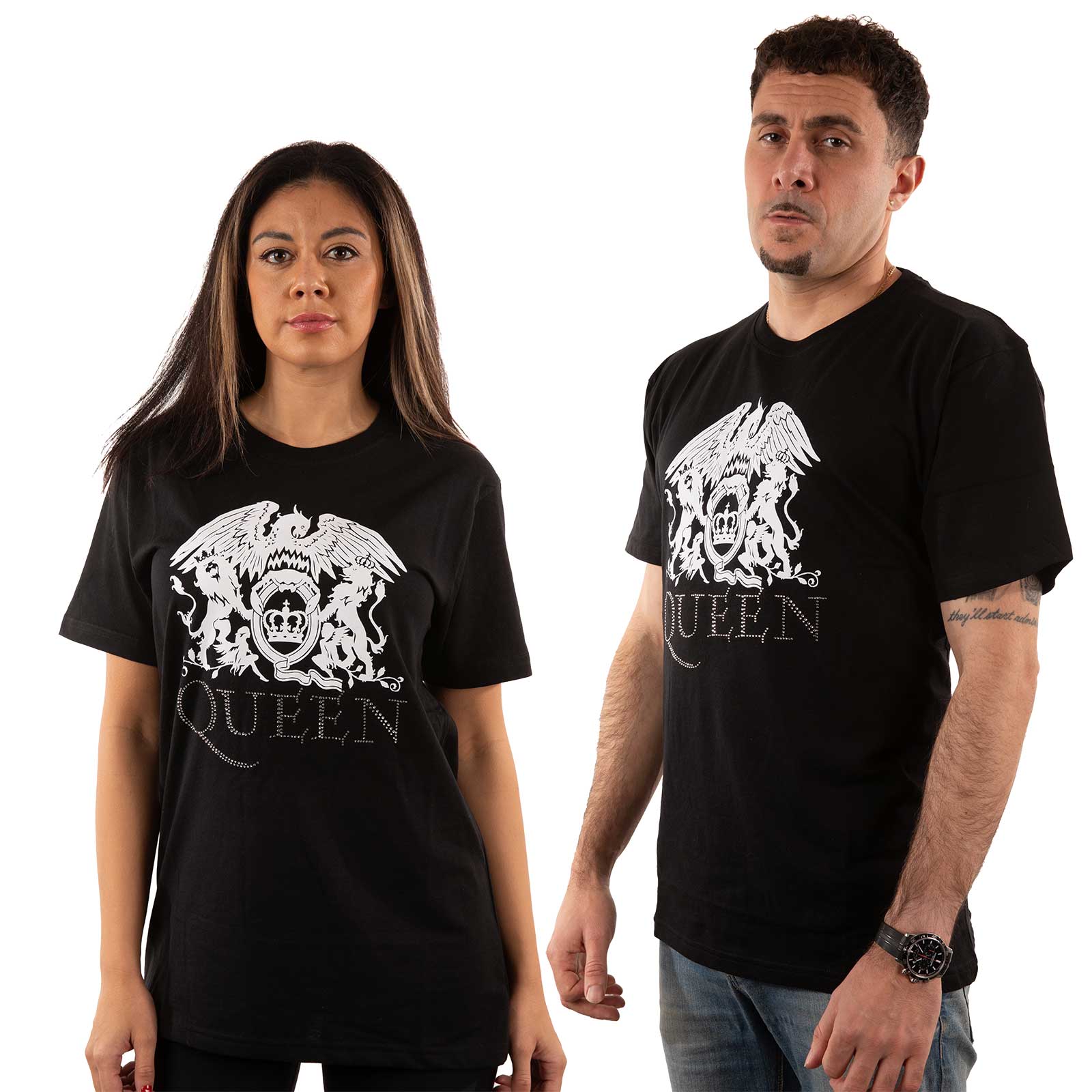 Queen Maglietta Donna Fitted Con Logo Cremisi E Strass - Taglia Piccola