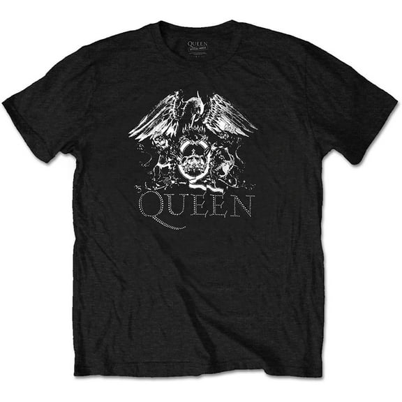 Men's Queen Crest Logo (Diamante) Slim Fit T-shirt X-Large Black