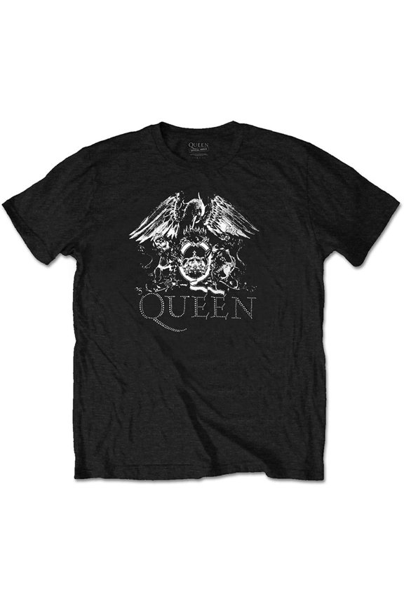 Men's Queen Crest Logo (Diamante) Slim Fit T-shirt X-Large Black