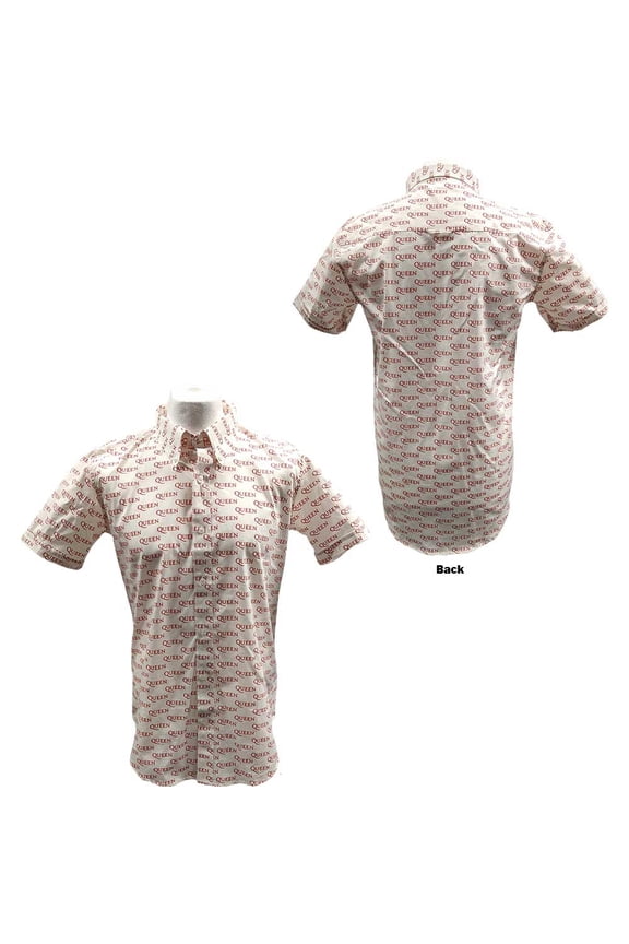 Men's Queen Logo Pattern (All Over Print) Dress Shirt Small White