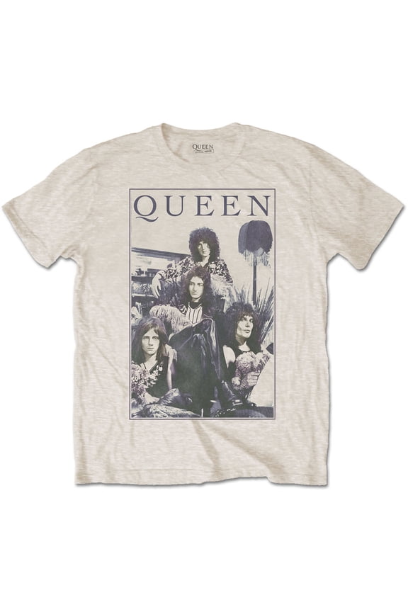 Men's Queen Vintage Frame Slim Fit T-shirt Large Sand