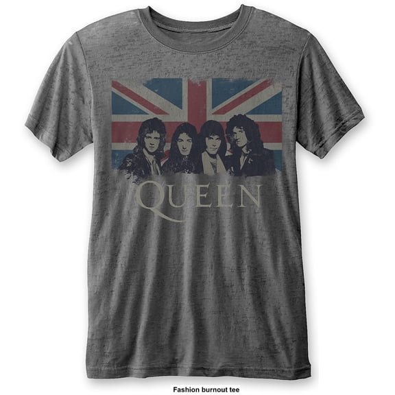 Men's Queen Vintage Union Jack Burnout Tee Vintage T-shirt X-Large Charcoal