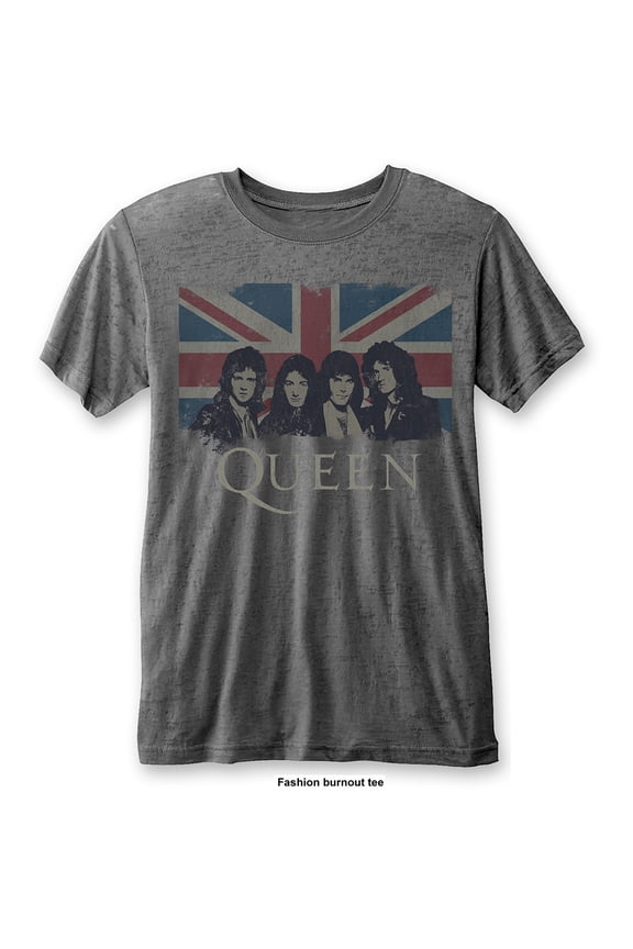 Men's Queen Vintage Union Jack Burnout Tee Vintage T-shirt XX-Large Charcoal