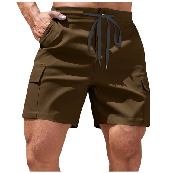 Men's Quick Dry Athletic Cargo Shorts 5"/7" Inseam Elastic Waist Drawstring Summer Lightweight Short Pants for Outdoor Workout Hiking Running