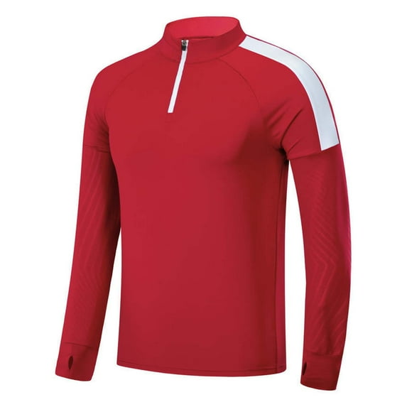 Men's Quick-Dry Athletic Quarter Zip Sweatshirts Color Block Long Sleeve Running Pullover Tops Outdoor Sweatshirts (4XL, Red)