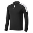 thumbnail image 1 of Men's Quick-Dry Athletic Quarter Zip Sweatshirts Color Block Long Sleeve Running Pullover Tops Outdoor Sweatshirts (L, Black), 1 of 7