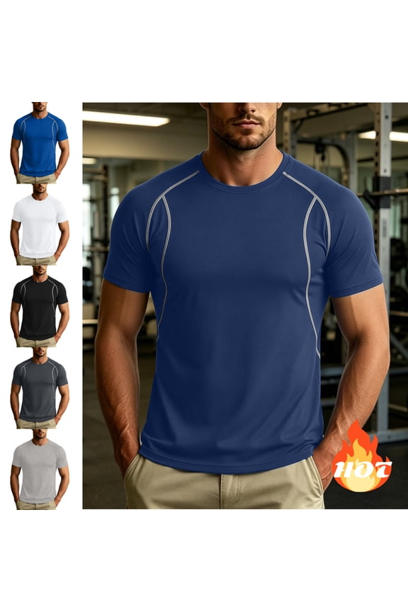 Men's Quick Dry Athletic Short Sleeve Shirt Moisture Wicking Breathable Performance Sport Tee Casual Workout Running Gym Top