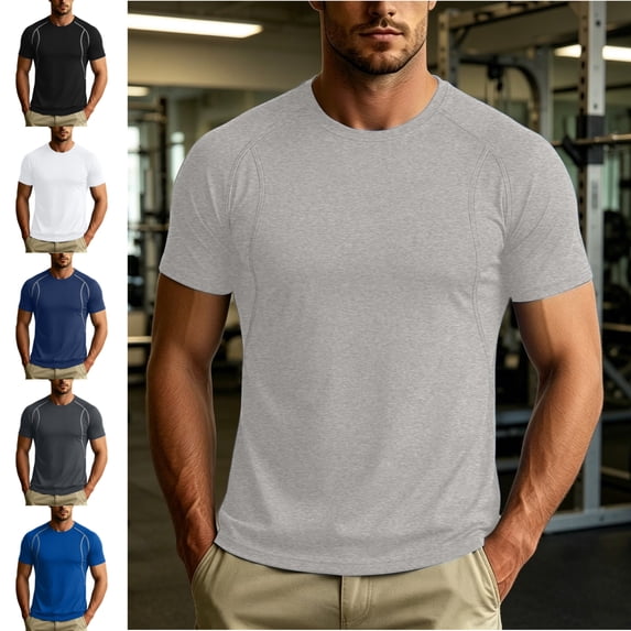 Men's Quick Dry Athletic Short Sleeve Shirt Moisture Wicking Breathable Performance Sport Tee Casual Workout Running Gym Top
