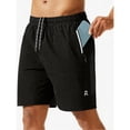 thumbnail image 1 of Men's Quick Dry Athletic Shorts,7 Inch Inseam Drawstring Workout Shorts with Zipper Pockets, Lightweight Breathable Running Shorts,Black,S, 1 of 7