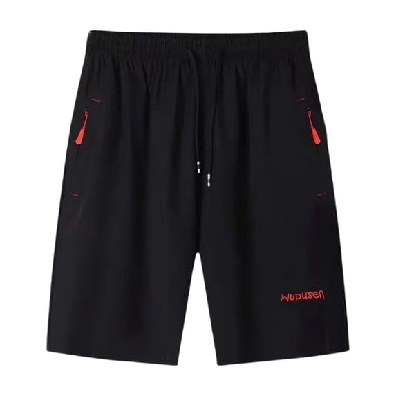 Men's Quick Dry Athletic Shorts Drawstring Running Short Pants with Zipper Pocket Loose Straight Casual Shorts Summer Beach Outdoor Short Bottoms Swimming Jogging Vacation