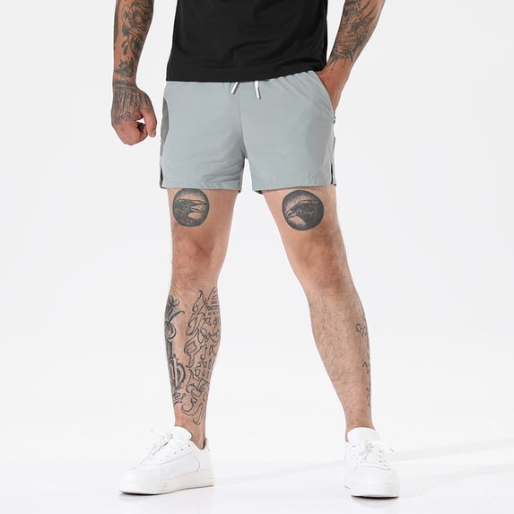 Men's Quick Dry Athletic Shorts, Lightweight Running Workout Shorts with Elastic Waist Drawstring & Zipper Pockets, for Gym, Training, and Casual Wear