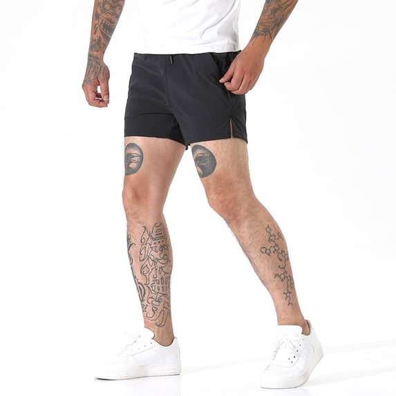 Men's Quick Dry Athletic Shorts, Lightweight Running Workout Shorts with Elastic Waist Drawstring & Zipper Pockets, for Gym, Training, and Casual Wear