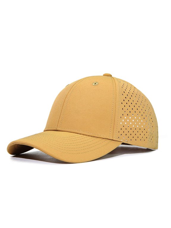 Men's Quick Dry Baseball Cap, Laser Cut Mesh Breathable Snapback Hat with Curved Brim, Lightweight Sun Hat for Running, Golf, Hiking, Work, Outdoor Activities
