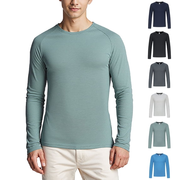 Men's Quick Dry Breathable Sport Tee Top Shirt Long Sleeve Raglan Round Neck Loose Fit Moisture Wicking Elastic Stretch Workout Gym Training Running Casual Activewear Essentials