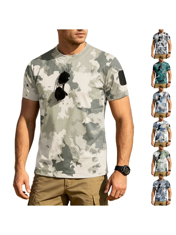 Men's Quick Dry Camo T Shirts Athletic Running Gym Workout Short Sleeve Tee Shirts for Men
