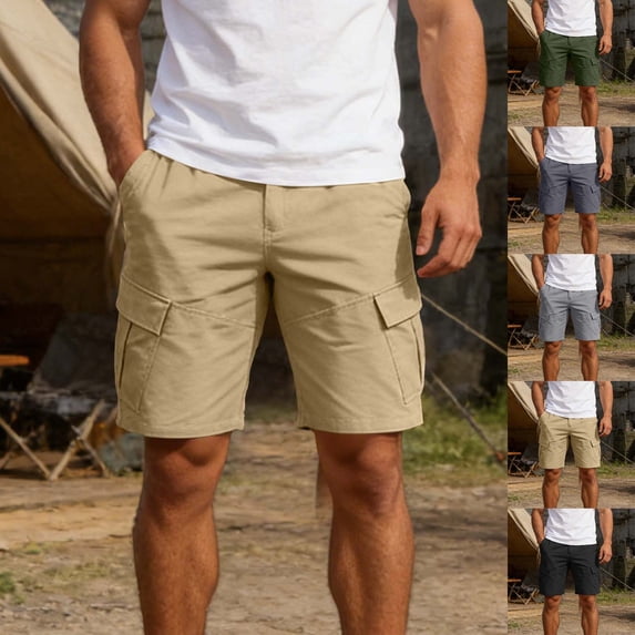 Men's Quick Dry Cargo Shorts 9" Inseam Outdoor Performance Short Pants with Multi 6 Pockets, Lightweight Breathable Utility Workwear for Summer Travel
