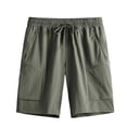 thumbnail image 1 of Men's Quick Dry Cargo Shorts, Elastic Drawstring Waist with Multiple Zipper Pockets, Lightweight Casual Hiking Shorts for Men Stretchy Breathable Army Green XL, 1 of 5
