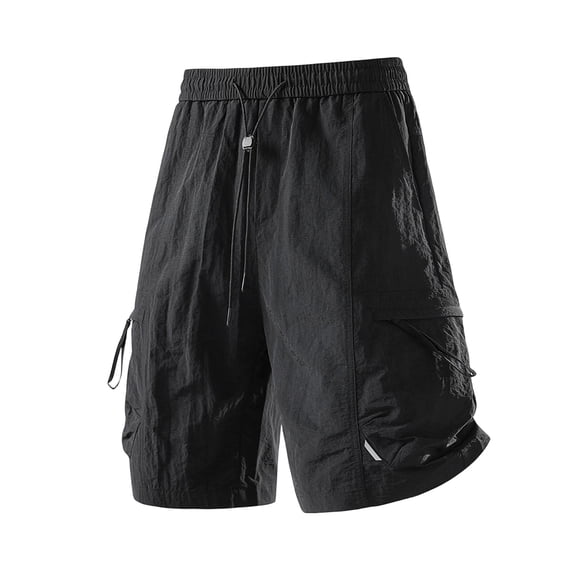 Men's Quick Dry Cargo Shorts, Elastic Drawstring Waist with Multi-Pockets,Breathable Workout Shorts, Lightweight Gym Running Shorts Black XL