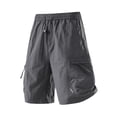 thumbnail image 1 of Men's Quick Dry Cargo Shorts, Elastic Drawstring Waist with Multi-Pockets,Breathable Workout Shorts, Lightweight Gym Running Shorts Dark Gray M, 1 of 8