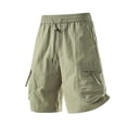thumbnail image 1 of Men's Quick Dry Cargo Shorts, Elastic Drawstring Waist with Multi-Pockets,Breathable Workout Shorts, Lightweight Gym Running Shorts Khaki L, 1 of 5