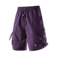 thumbnail image 1 of Men's Quick Dry Cargo Shorts, Elastic Drawstring Waist with Multi-Pockets,Breathable Workout Shorts, Lightweight Gym Running Shorts Purple XL, 1 of 5