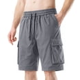 thumbnail image 1 of Men's Quick Dry Cargo Shorts Elastic Drawstring Waist with Multi-Pockets,Fashion Casual Lightweight Summer Shorts Gray XL, 1 of 8