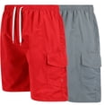 thumbnail image 1 of Men's Quick Dry Cargo Swim Trunks, Board Shorts with Mesh Lining, Gray/Red, Large, 1 of 5