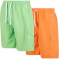 thumbnail image 1 of Men's Quick Dry Cargo Swim Trunks, Board Shorts with Mesh Lining, Lime/Orange, Medium, 1 of 4